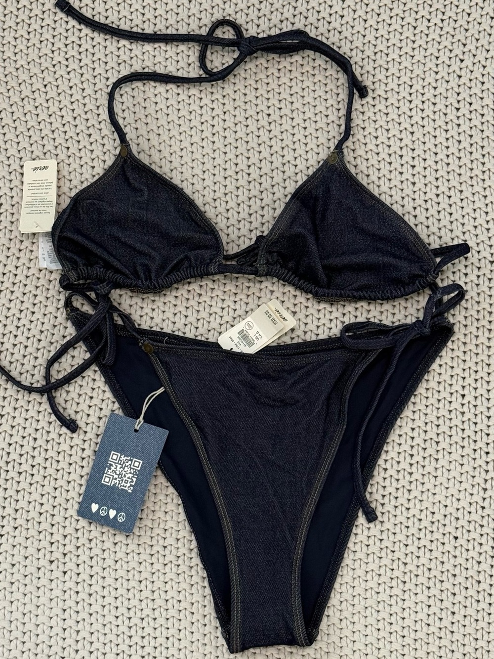 NWT Aerie Denim Blue Bikini Set - Medium Top / Large Bottom